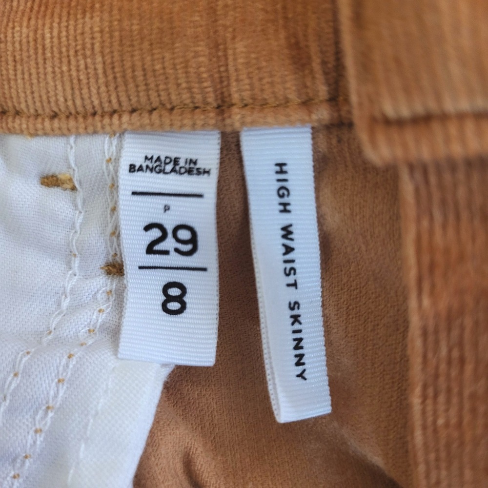 LOFT Women 29/8 Petite Ins Corduroy High Waist Skinny Pants Camel - Pumpkin Fall - Picture 3 of 13